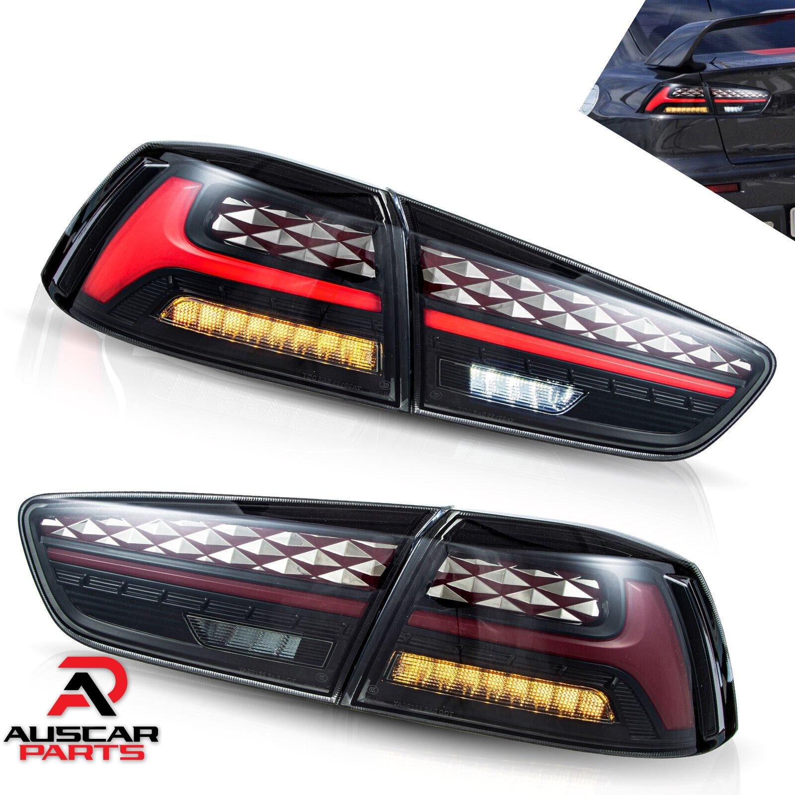 Smoked VLAND Tail Lights For Mitsubishi Lancer EVO X 2008 - 2020 Pair