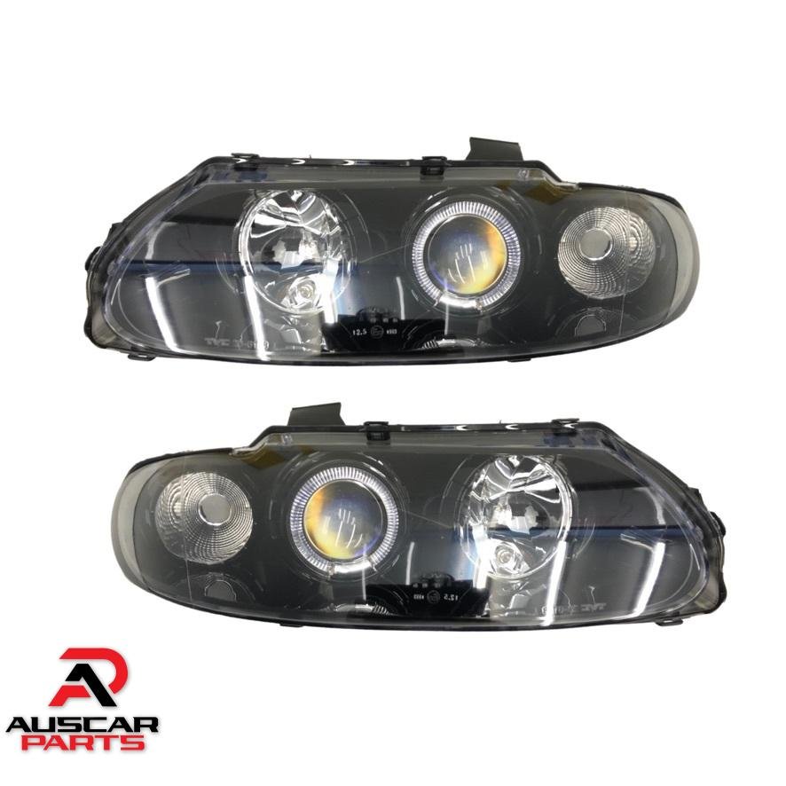 Projector Black Angel Eye Headlights Pair For Holden Commodore VT SS Monaro