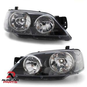 Black Headlights Pair For Ford Falcon BA BF XT Brand New Replacement Set