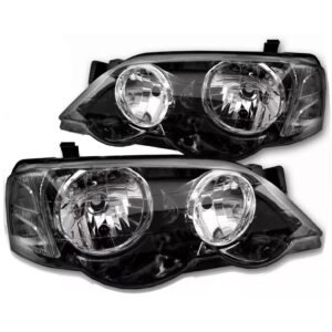 Black Headlights Pair For Ford Falcon BA BF XR XR6 XR8 FPV GT Typhoon