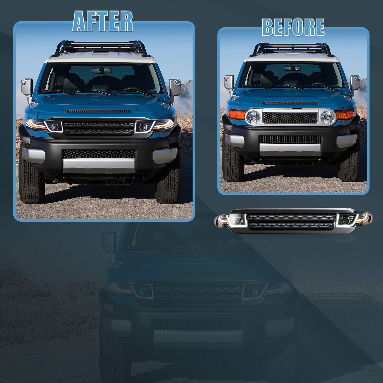 Silver VLAND Headlights For 2007 - 2015 Toyota FJ Cruiser Pair - Image 15