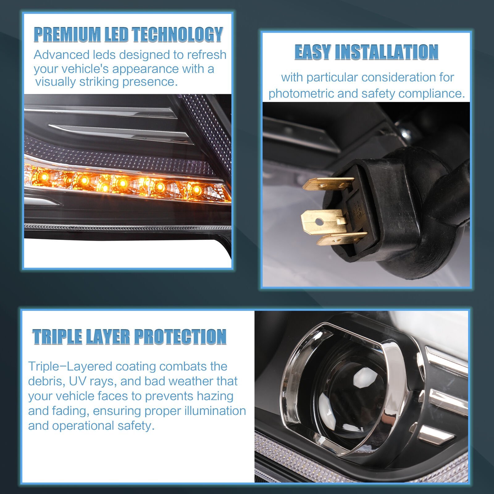 Silver VLAND Headlights For 2007 - 2015 Toyota FJ Cruiser Pair - Image 14