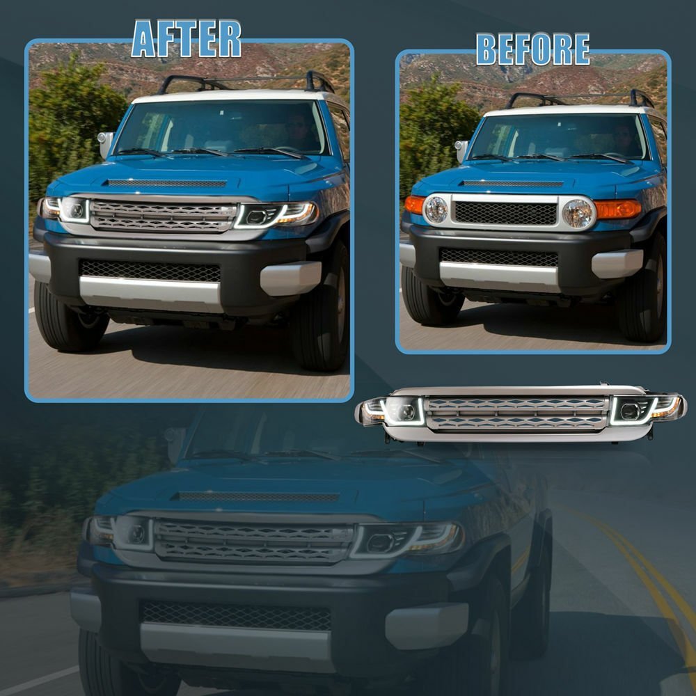 Silver VLAND Headlights For 2007 - 2015 Toyota FJ Cruiser Pair - Image 7