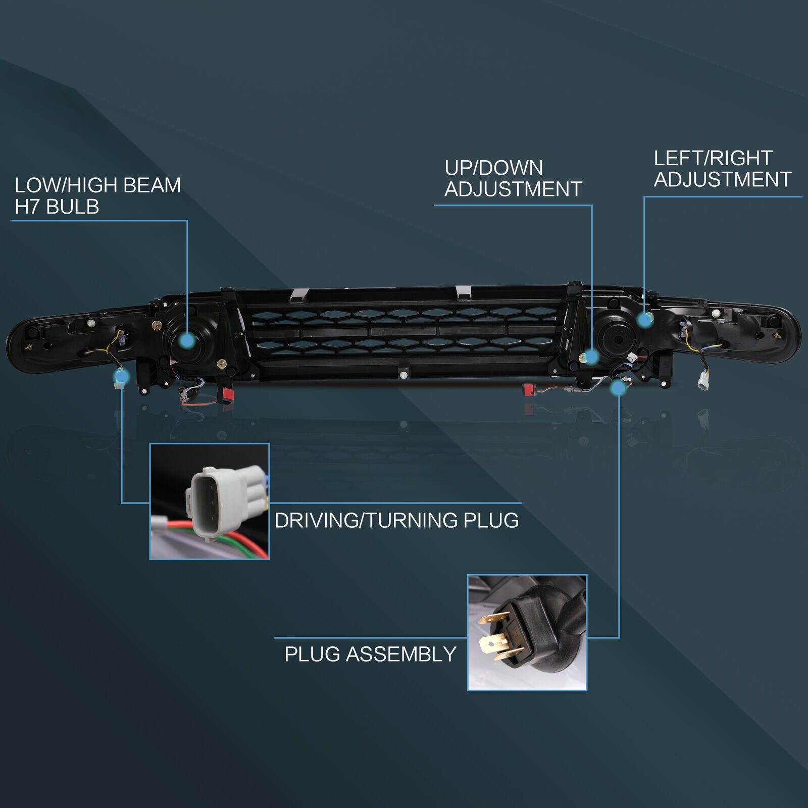 Silver VLAND Headlights For 2007 - 2015 Toyota FJ Cruiser Pair - Image 13