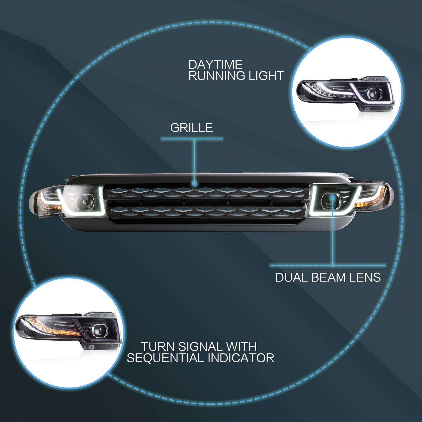 Silver VLAND Headlights For 2007 - 2015 Toyota FJ Cruiser Pair - Image 12