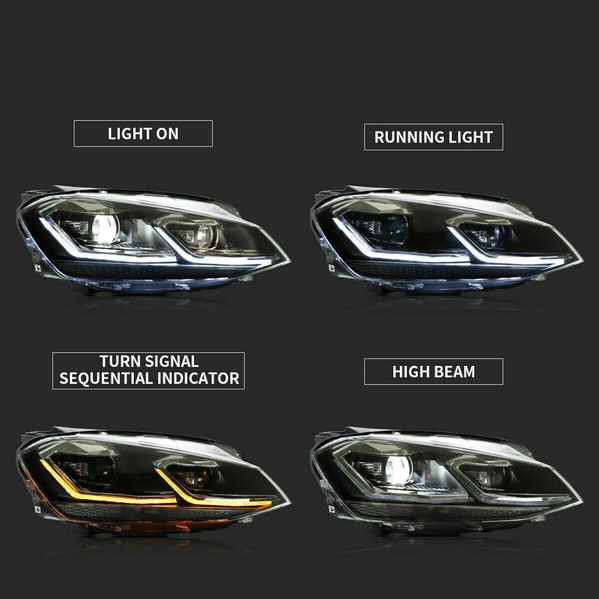 VLAND FULL LED Headlights For 2014-2017 VW Golf 7 MK7 (No Bulbs Required) - Image 11