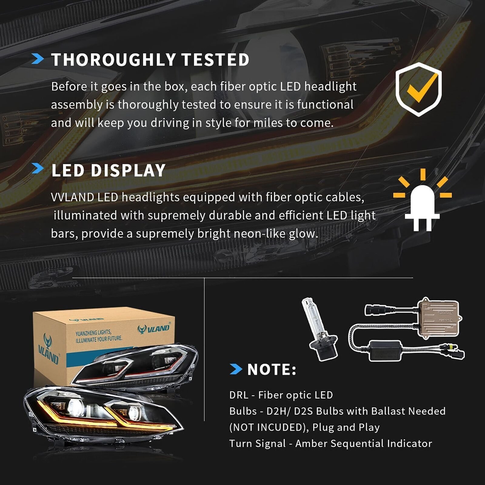 VLAND Headlights For VW Golf 7 MK7 2014-2017 Pair - Image 12