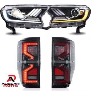 Pair Headlights + Clear LED Tail Lights For 2015-21 Ford Ranger