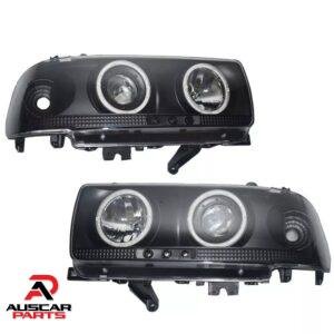 Smoke Angel Eye Pair Head Lights LED For Toyota Landcruiser 80 Series
