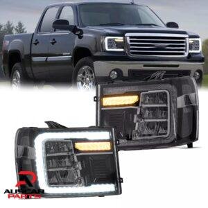 VLAND Headlights Clear For 2007-2013 GMC Sierra 1500 2500HD 3500HD Dynamic DRL Pair