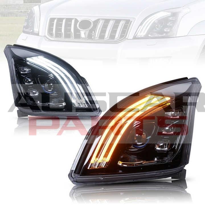 Headlights for Toyota Land Cruiser Prado lc120 2003-2009 with Blue Lights DRL