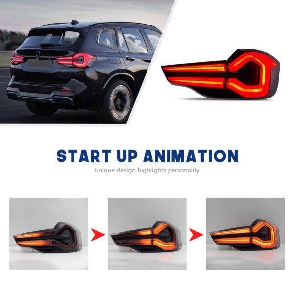 LED Tail Lights for for BMW X3 2018-2021 G01 G08 F97 with DRL & Start up Animation 2022 Look - Image 4