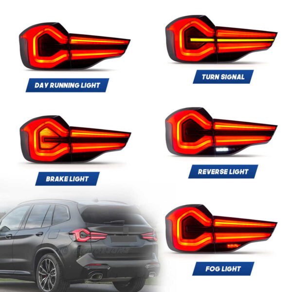 LED Tail Lights for for BMW X3 2018-2021 G01 G08 F97 with DRL & Start up Animation 2022 Look - Image 5