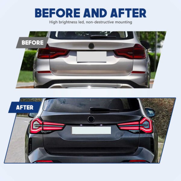 LED Tail Lights for for BMW X3 2018-2021 G01 G08 F97 with DRL & Start up Animation 2022 Look - Image 6