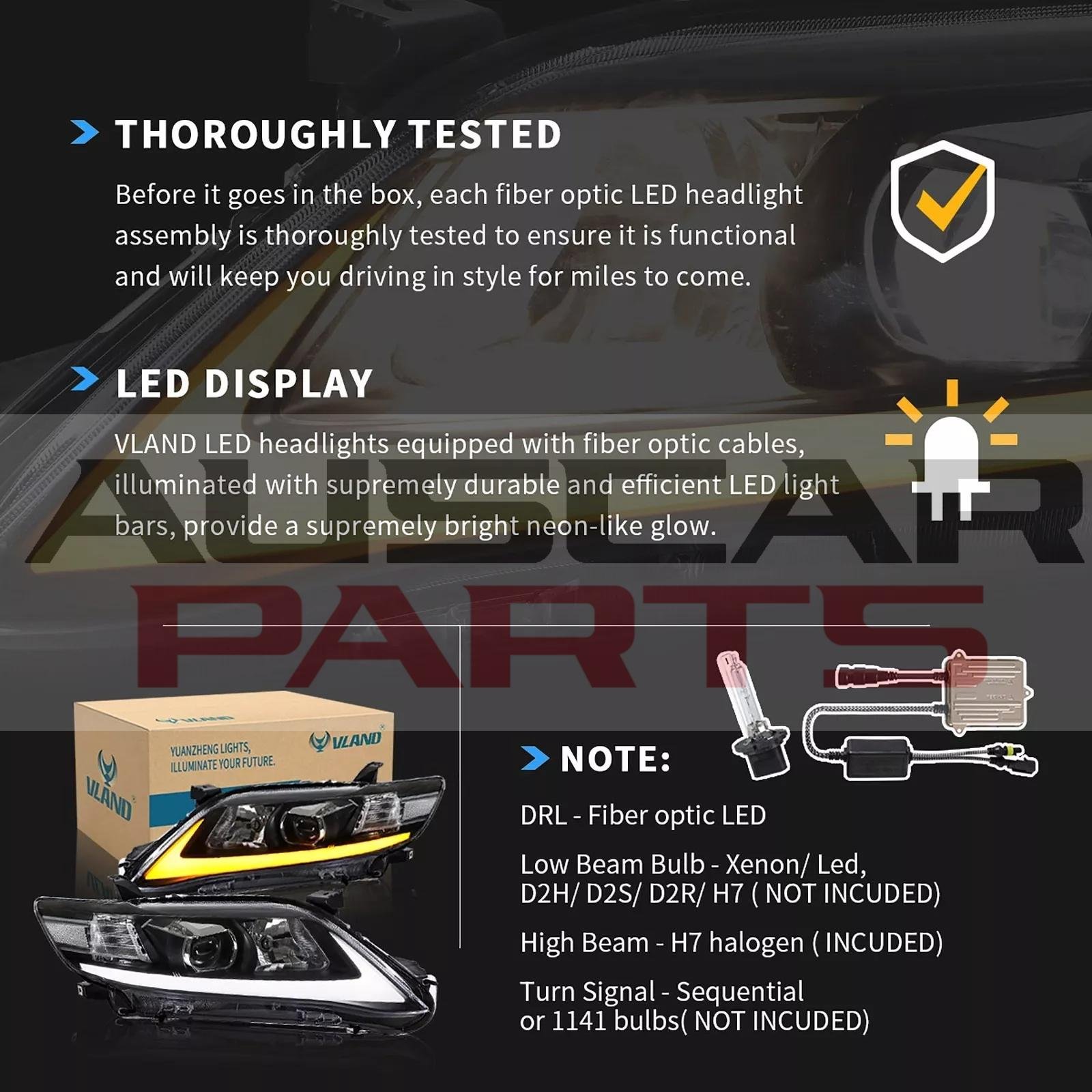 VLAND LED Projector Headlights For 2010-2011 TOYOTA CAMRY - Image 9