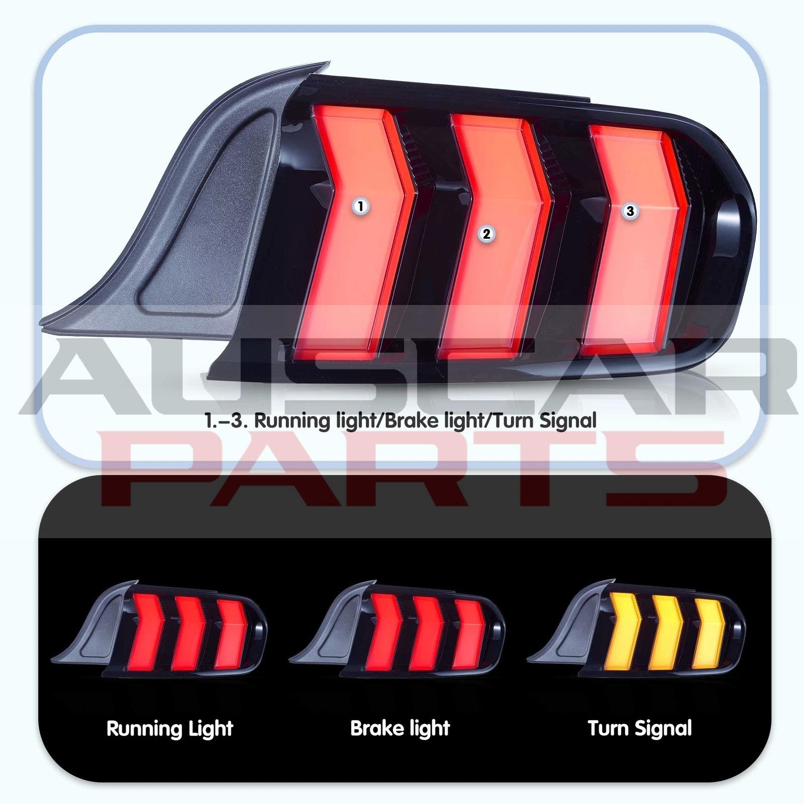 VLAND Tail Lights 2015-2023 Ford Mustang S550 Upgrade W/5 Modes LED Turn Signals - Image 15