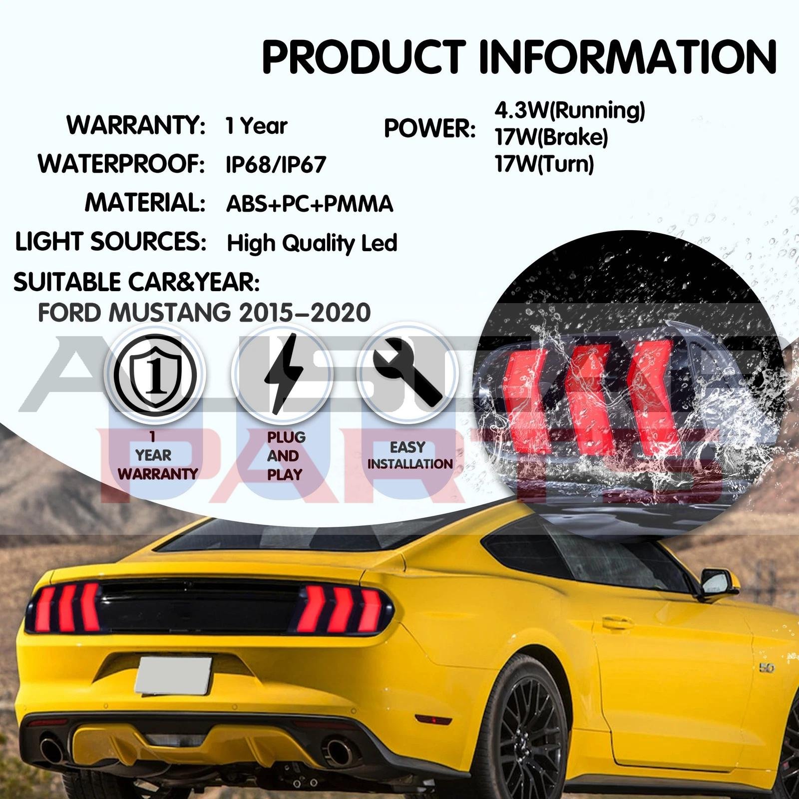 VLAND Tail Lights 2015-2023 Ford Mustang S550 Upgrade W/5 Modes LED Turn Signals - Image 18