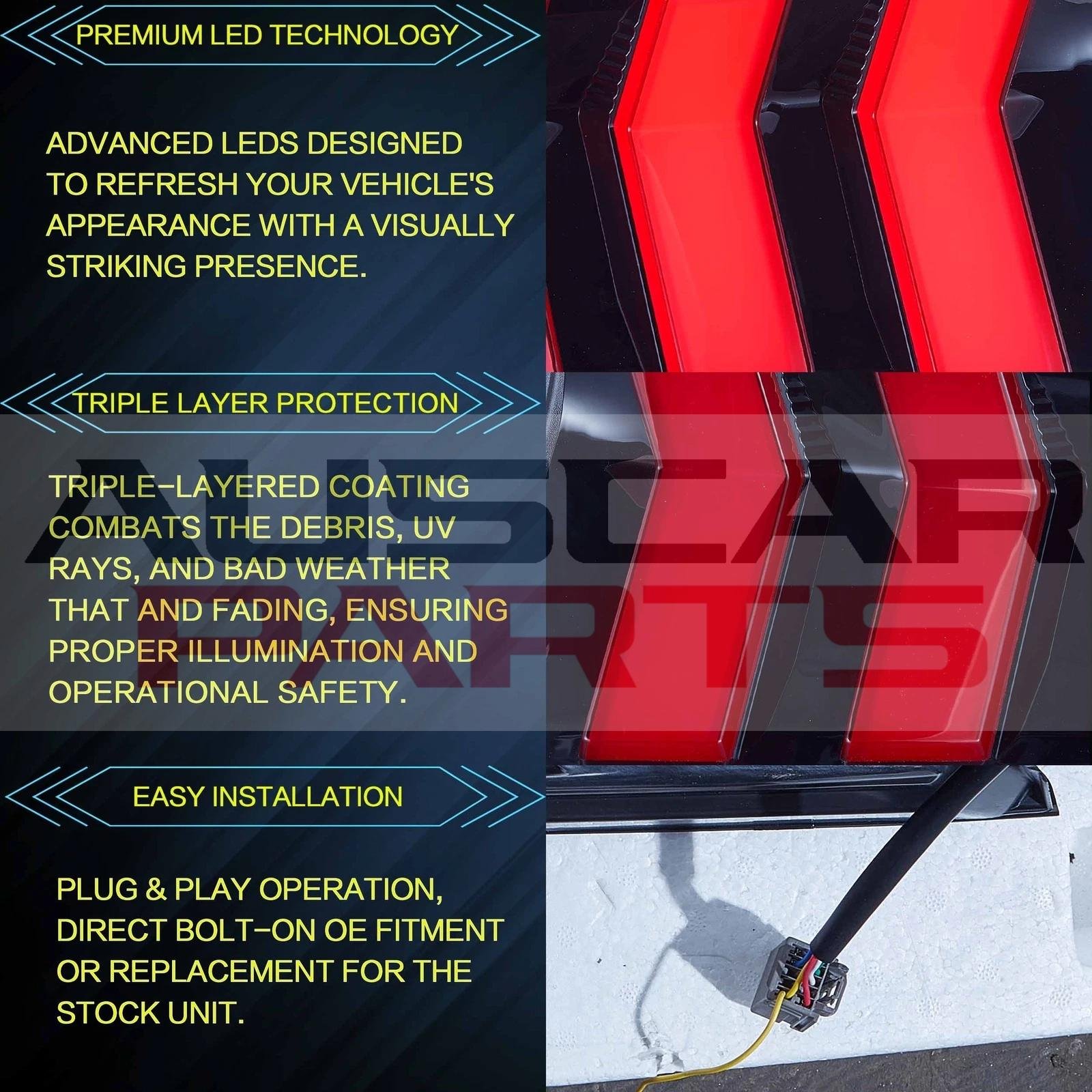 VLAND Tail Lights 2015-2023 Ford Mustang S550 Upgrade W/5 Modes LED Turn Signals - Image 7