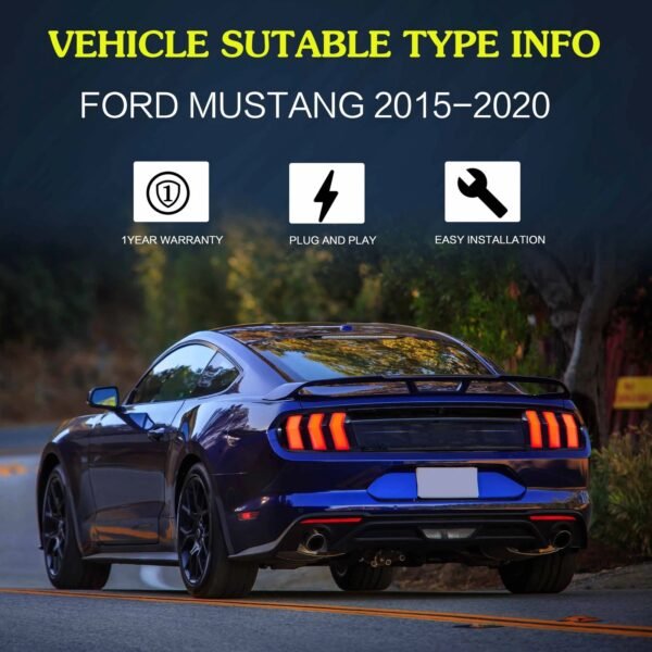 VLAND Tail Lights 2015-2023 Ford Mustang S550 Upgrade W/5 Modes LED Turn Signals - Image 9
