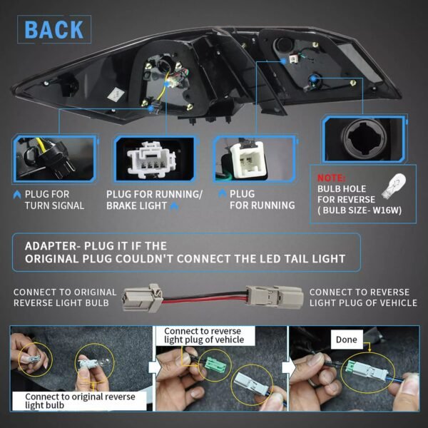 VLAND LED Tail Lights for 13-17 Honda Accord 9th Gen Sedan - Image 4