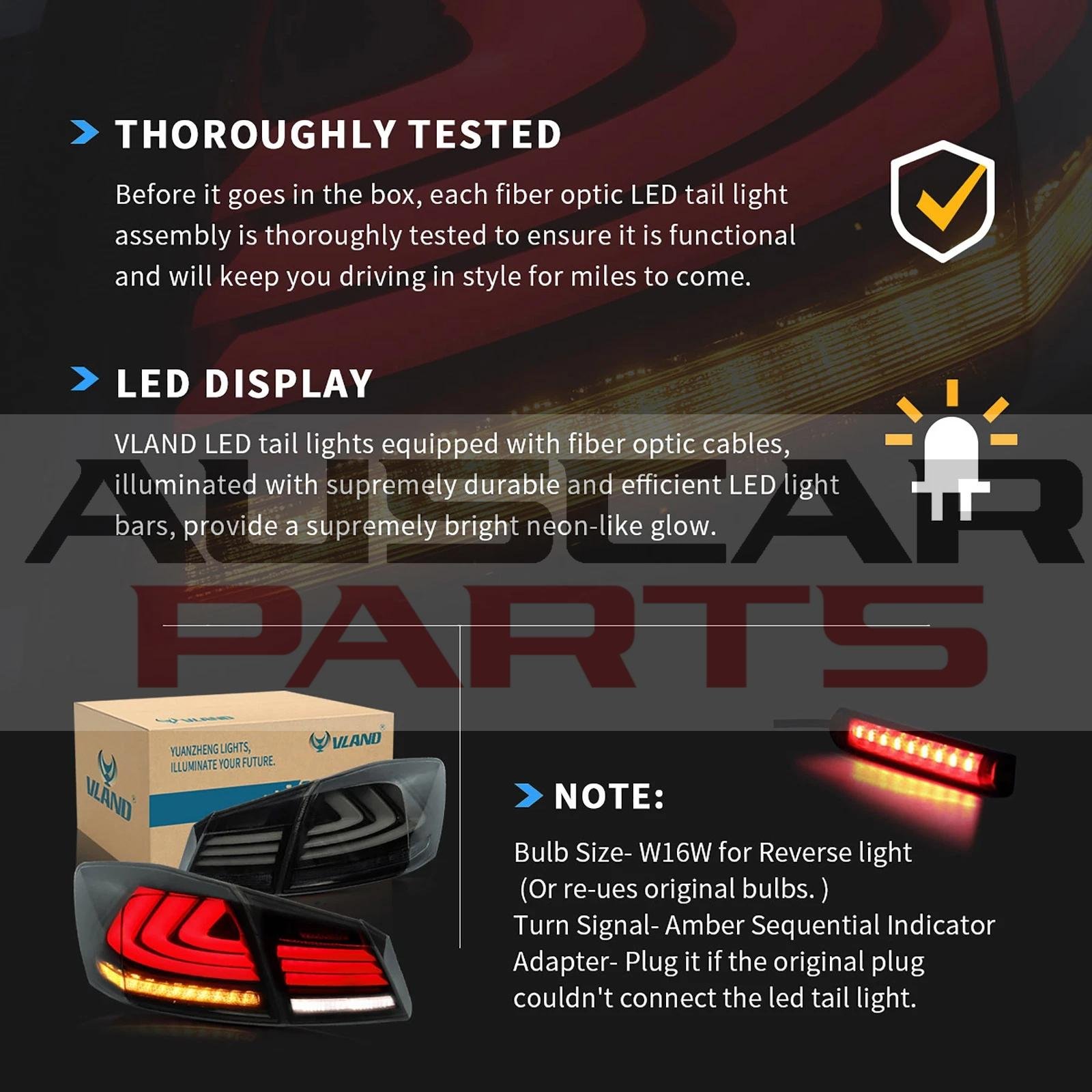VLAND LED Tail Lights for 13-17 Honda Accord 9th Gen Sedan - Image 8