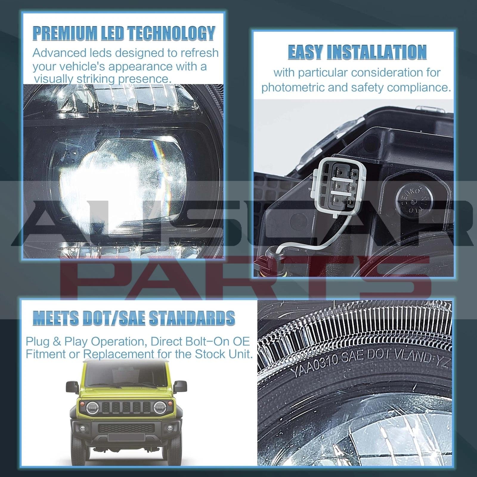 VLAND Headlights for 19-23 Suzuki Jimny Full LED Dual Beam Projector Upgrade - Image 3