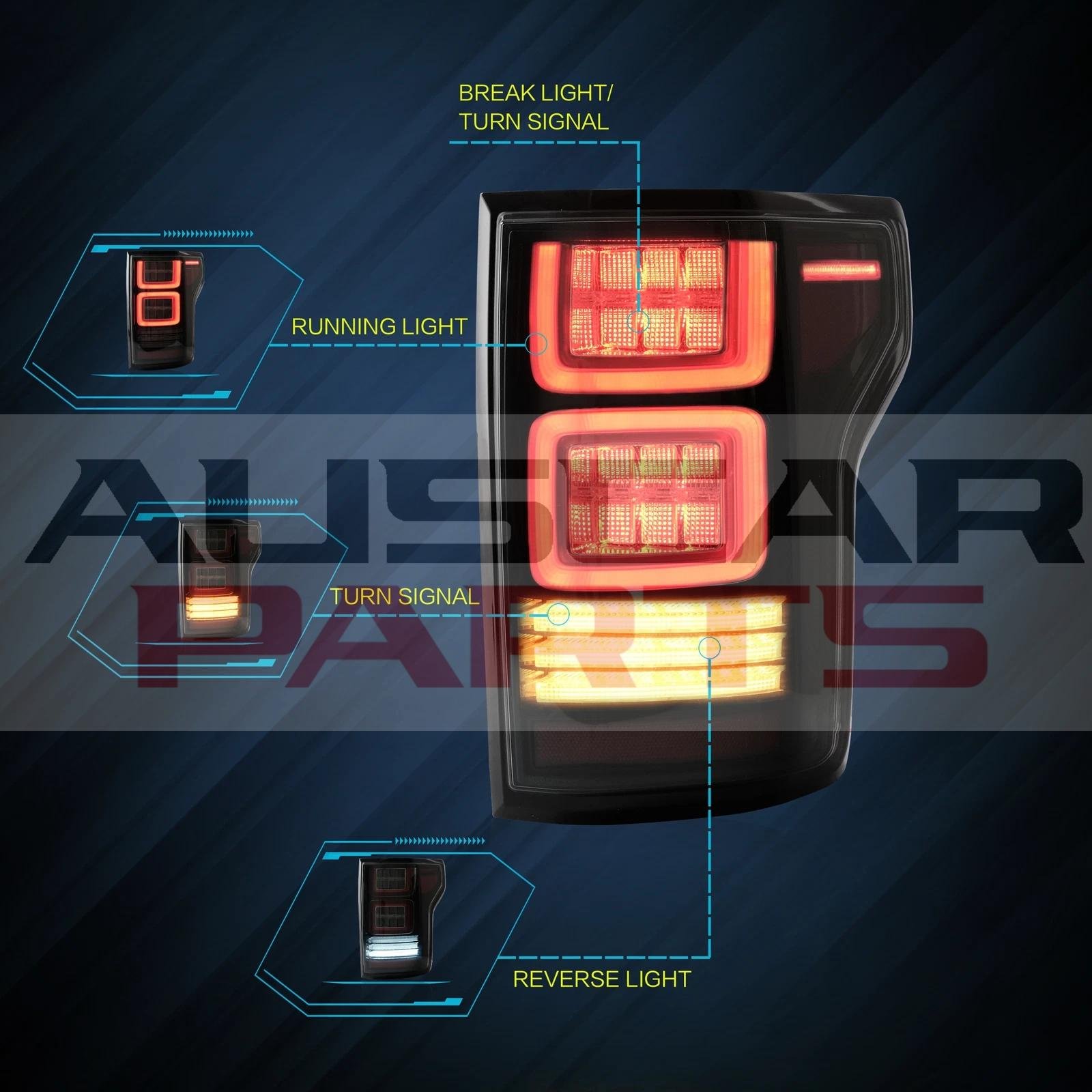 VLAND Tail Lights for Ford F150 15-20 13th Gen (P552) With Sequential Turn Signal - Image 4