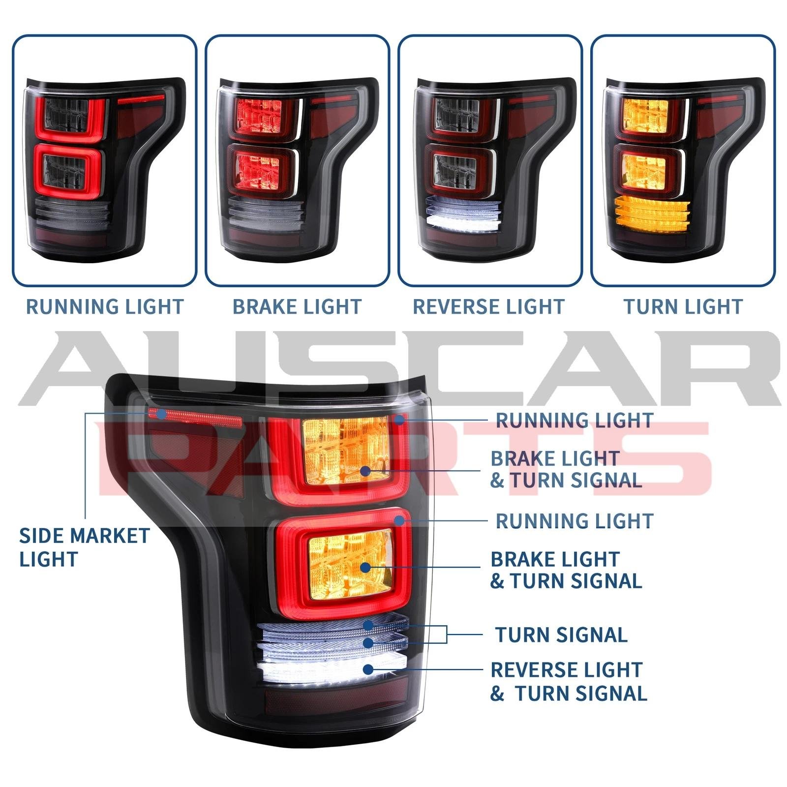 VLAND Tail Lights for Ford F150 15-20 13th Gen (P552) With Sequential Turn Signal - Image 5