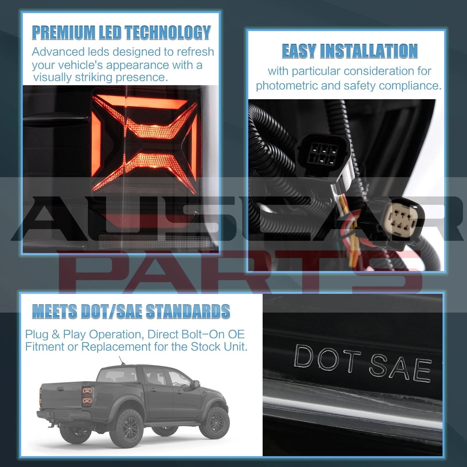 VLAND Tail Lights LED For Ford Ranger PX MKII Base XL 2012-2018 With Sequential - Image 3