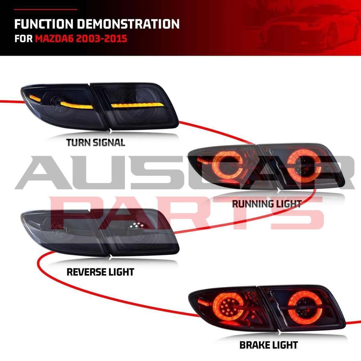 Taillights for Mazda 6 2003-2014 1st GEN with Start-up Animation - Image 2