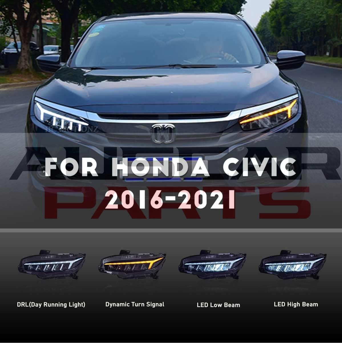 Headlights for Honda Civic 2016-2021 10th Gen with DRL Animation Lighting System - Image 2