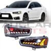 VLAND Headlights for Mitsubishi Lancer & EVO X 2008 - 2020 With LED DRL Start UP Animation LED Sequential Turn Signal (Clear)