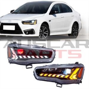 VLAND Headlights for Mitsubishi Lancer & EVO X 2008 - 2020 With LED DRL Start UP Animation LED Sequential Turn Signal (Clear)
