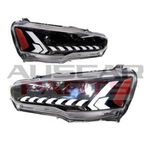 Headlights For Mitsubishi Lancer Ex Evo JDM 2008-2016 RGB Red Demon Eye Front Light DRL