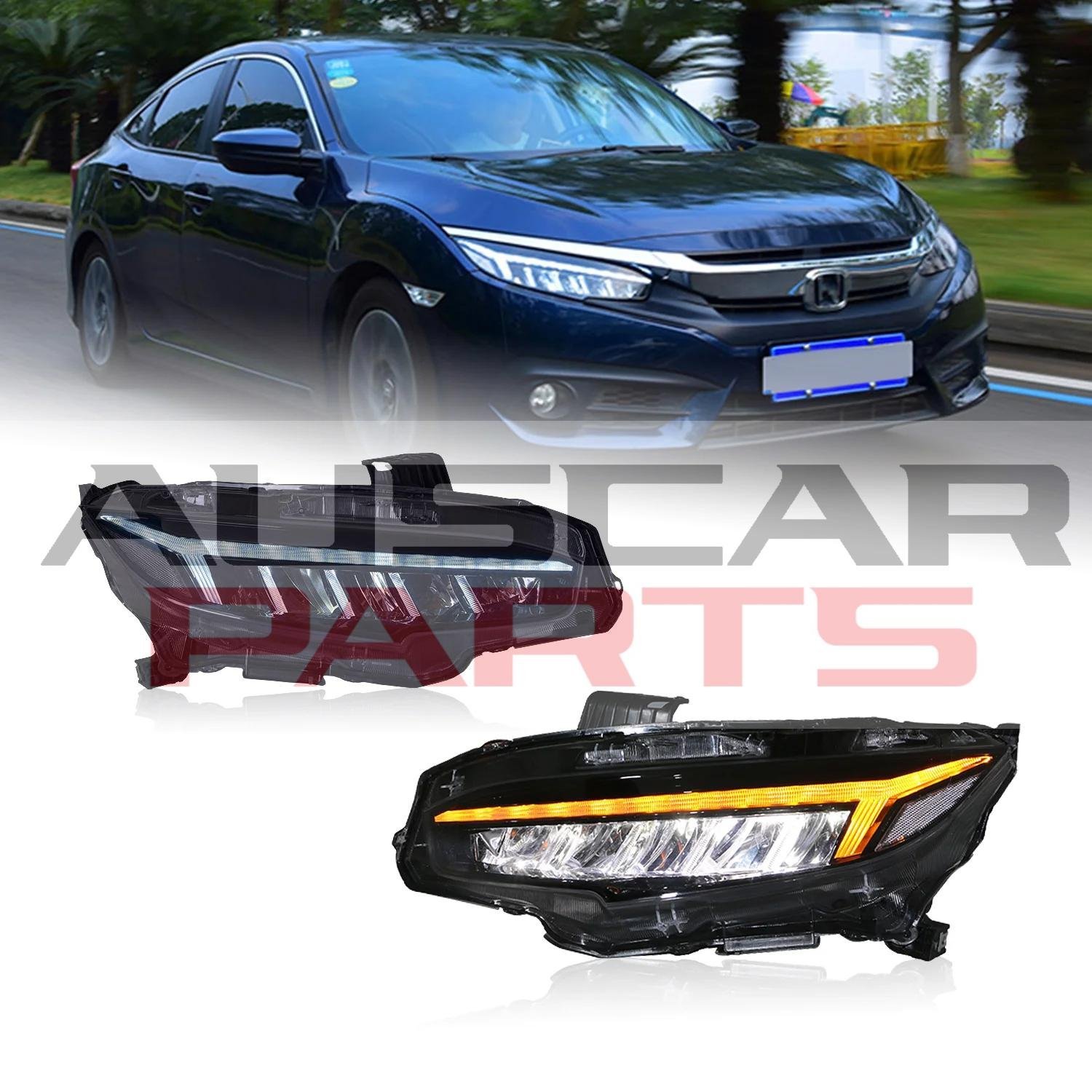 Headlights for Honda Civic 2016-2021 10th Gen with DRL Animation Lighting System