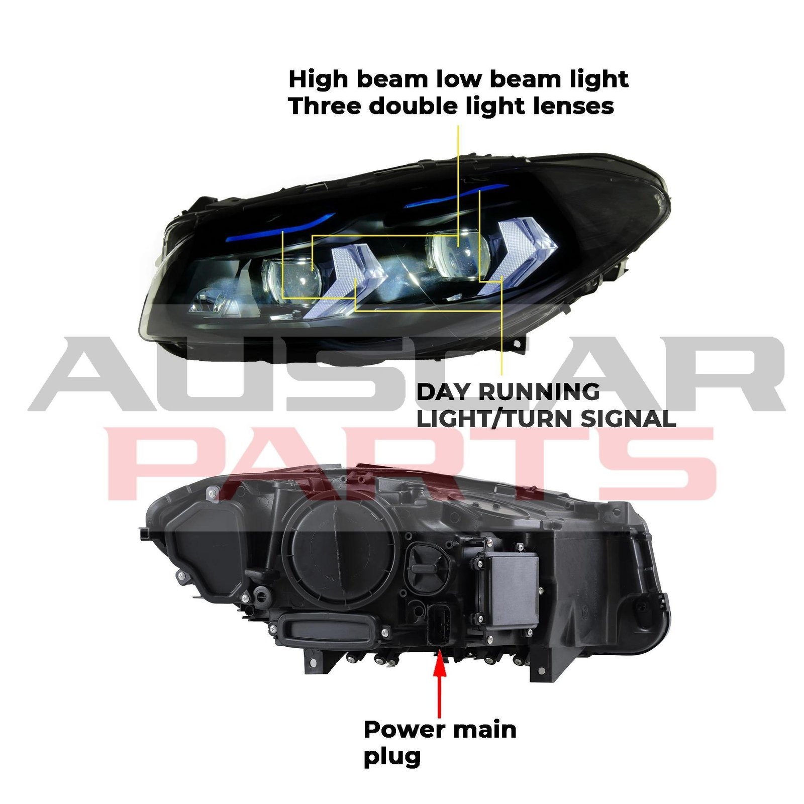 LED Headlights for BMW 5 Series F10 F18 2011-2017 - Image 3