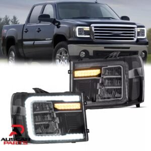 VLAND Headlights Clear For 2007-2013 GMC Sierra 1500 2500HD 3500HD Dynamic DRL Pair
