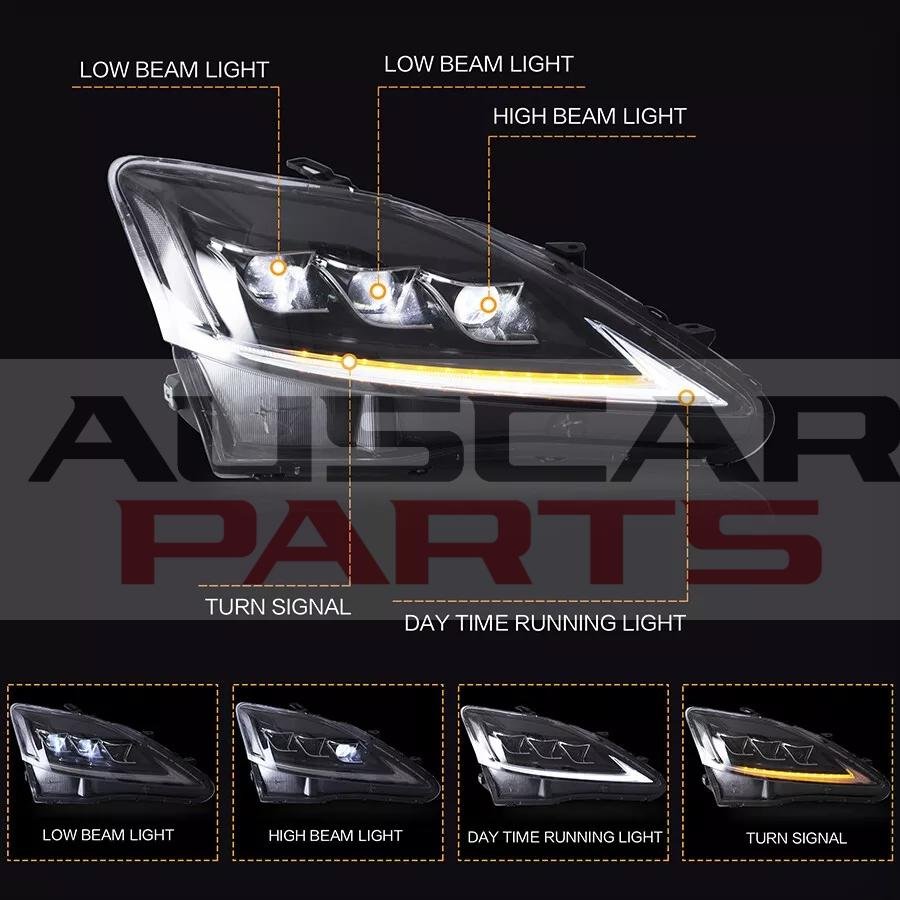 Headlights for 2006-2013 Lexus IS250 I250C IS350 IS350C IS220d ISF - Image 6