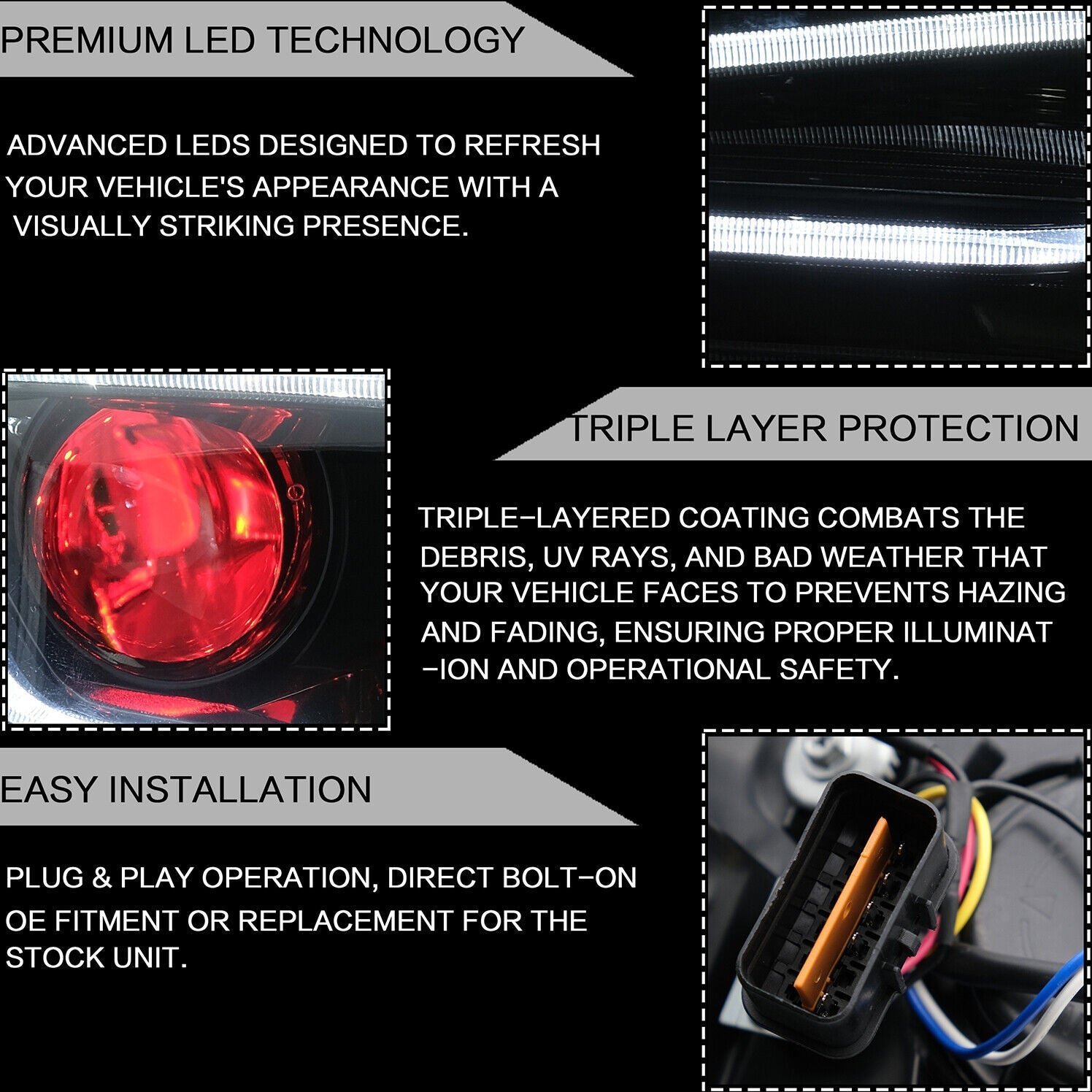 VLAND Headlights For Mitsubishi Lancer 2008 - 2017 Pair - Image 4