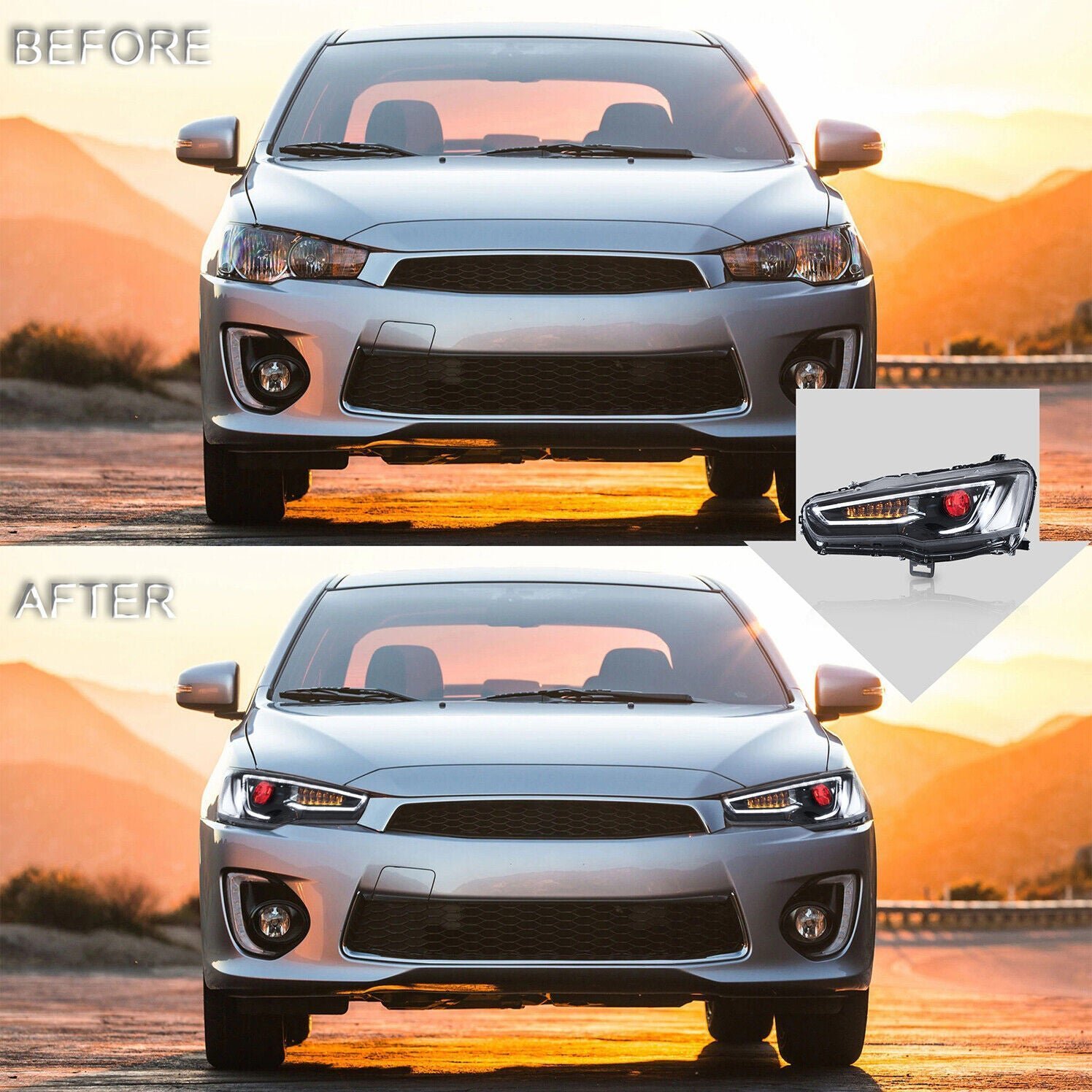 VLAND Headlights For Mitsubishi Lancer 2008 - 2017 Pair - Image 5