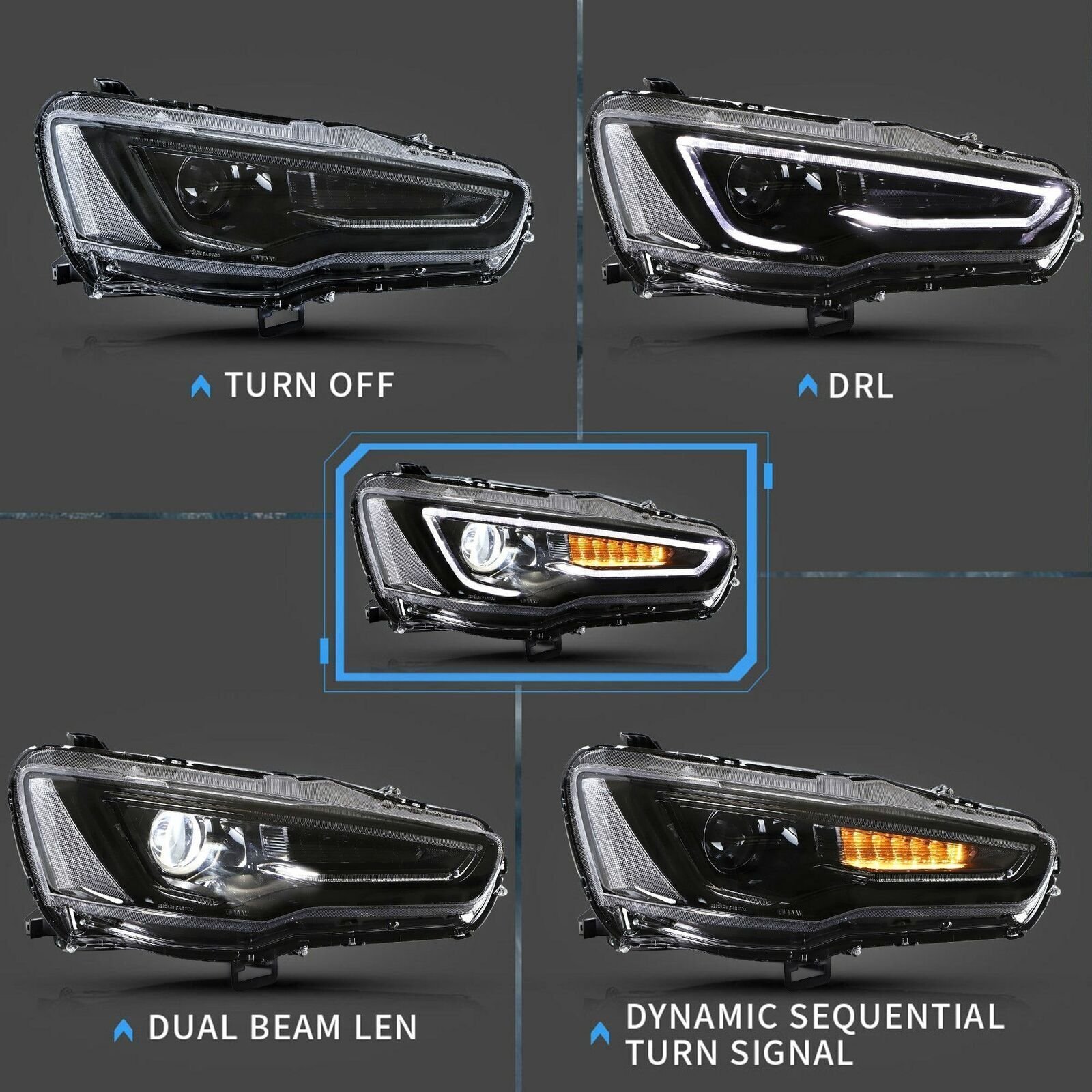 VLAND Headlights For Mitsubishi Lancer 2008 - 2017 Pair - Image 11