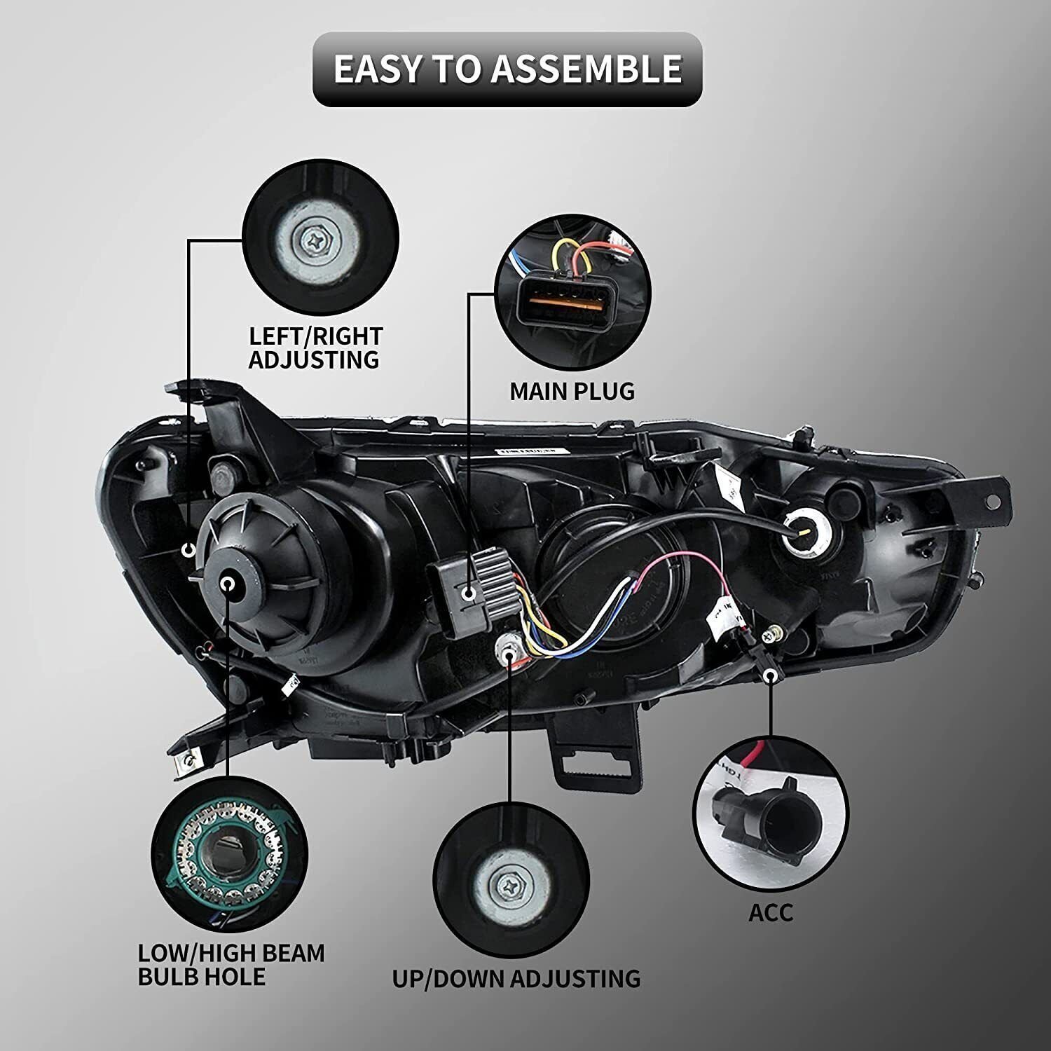 VLAND Headlights For Mitsubishi Lancer 2008 - 2017 Pair - Image 8